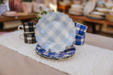 Set of 4 Gingham Scalloped Side Plates
