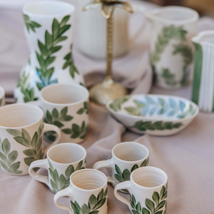 Set of 4 Green Vine Espresso Cups